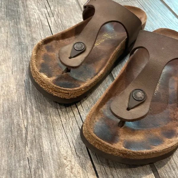 Birkenstock Brown Sandals Contoured Footbed Leather - Image 3
