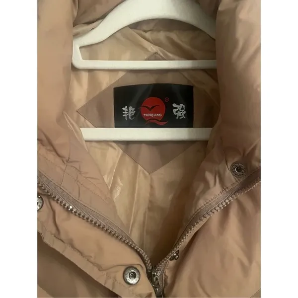 Cozy Casual Toffee Down Puffer Long Trench Coat Small - Image 7