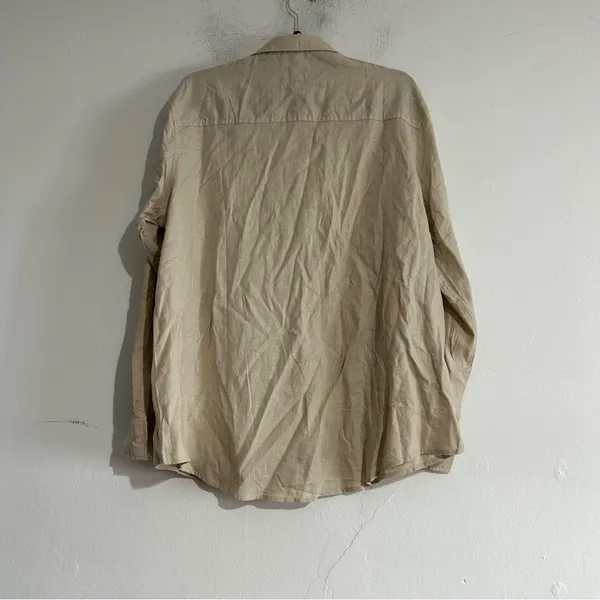 Gap Linen Rayon Button Down Shirt Khaki Tan XL Coastal Preppy Neutral Euro - Image 5