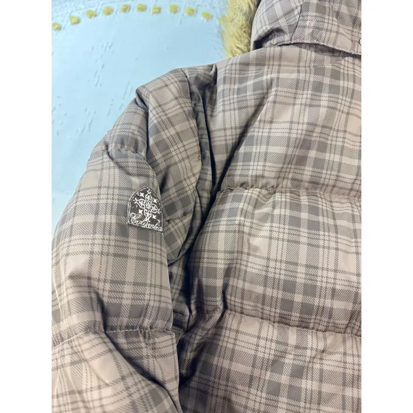 Columbia Womens Brown Plaid‎ Down Puffer Jacket Faux Fur Hood Size M - Image 11