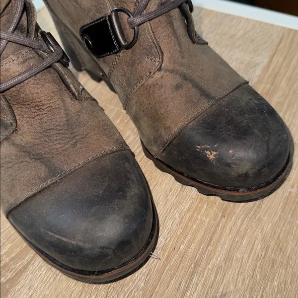 Sorel boots Dark Brown Lace-Up Women's 7.5 wedge leather - Image 3