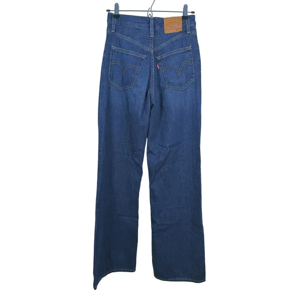 Levi's Premium Ribcage Wide Leg Jeans Size 24 Blue High Rise 90s Retro Denim - Image 3