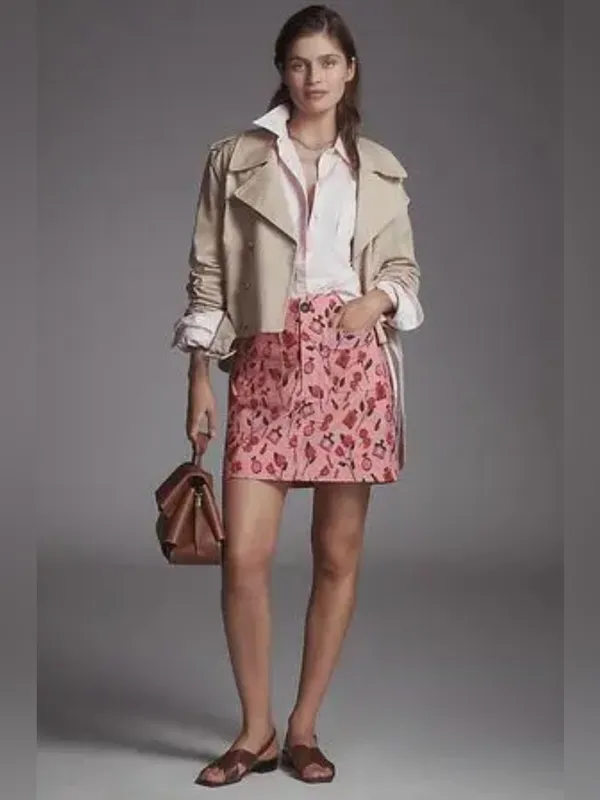 Anthropologie Maeve The‎ Anisa Makhoul Colette Mini Skirt Pink Rose Size Small - Image 3