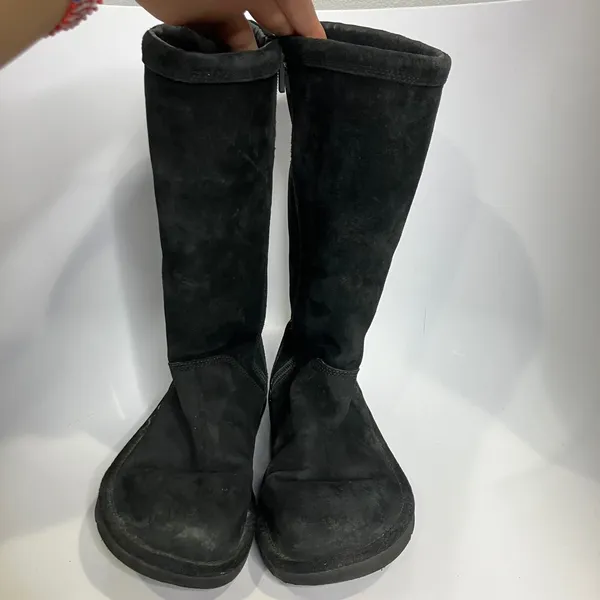 UGG Australia black tall boots side zipper black suede women's size‎ 7 trendy - Image 2