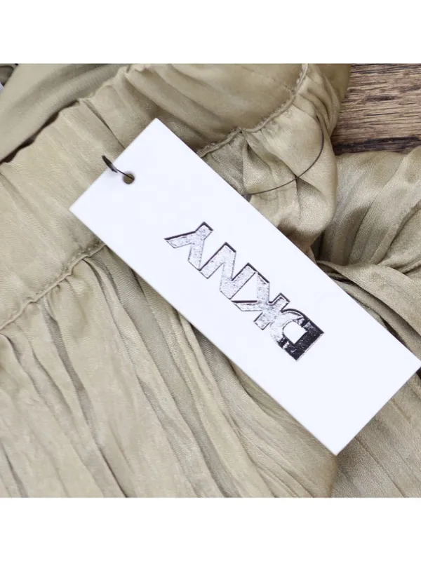 NWT DKNY Womens Crushed Crease Woven Midi Skirt P5DNSB53 Pale Moss Brown Green M - Image 11