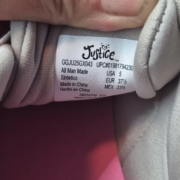 Justice Gray and Pink Platform Sneakers with Gum Sole - Image 6