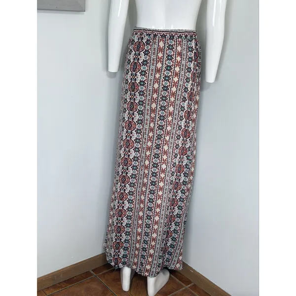 Women’s Aztec Print Maxi Skirt Cover Up Boho Hippie Festival High Side Slits M - Image 8