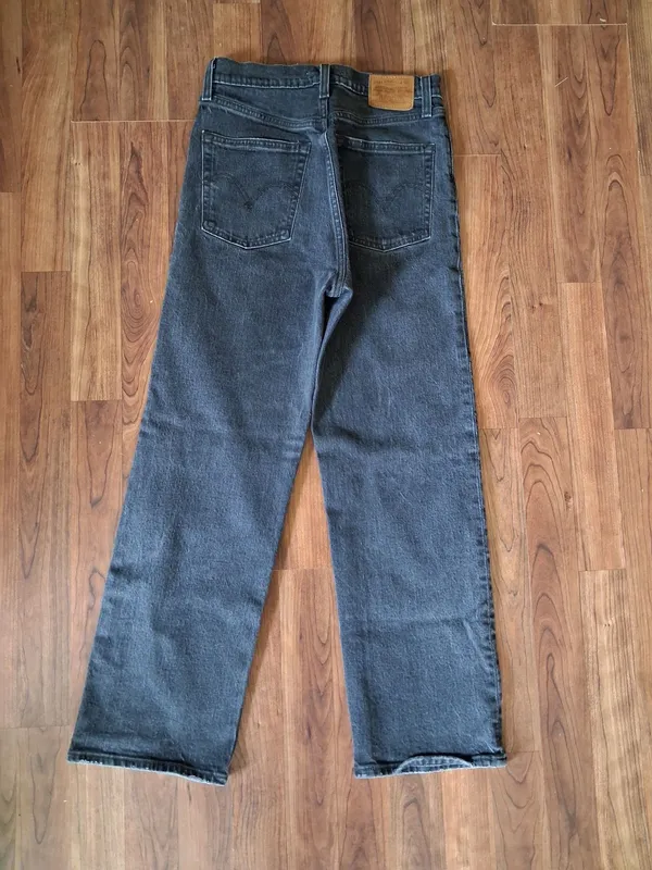 Levi's Womens Ribcage Straight-Leg Black Button Fly Jeans 27 - Image 3