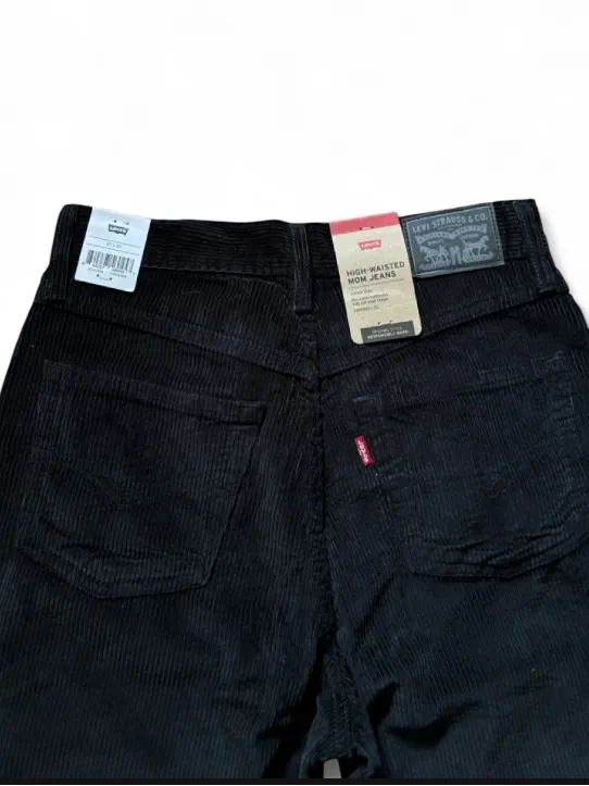 Levi's High-Waist Corduroy Mom Jean Black Ankle Size 27x30 Casual Classic - Image 3