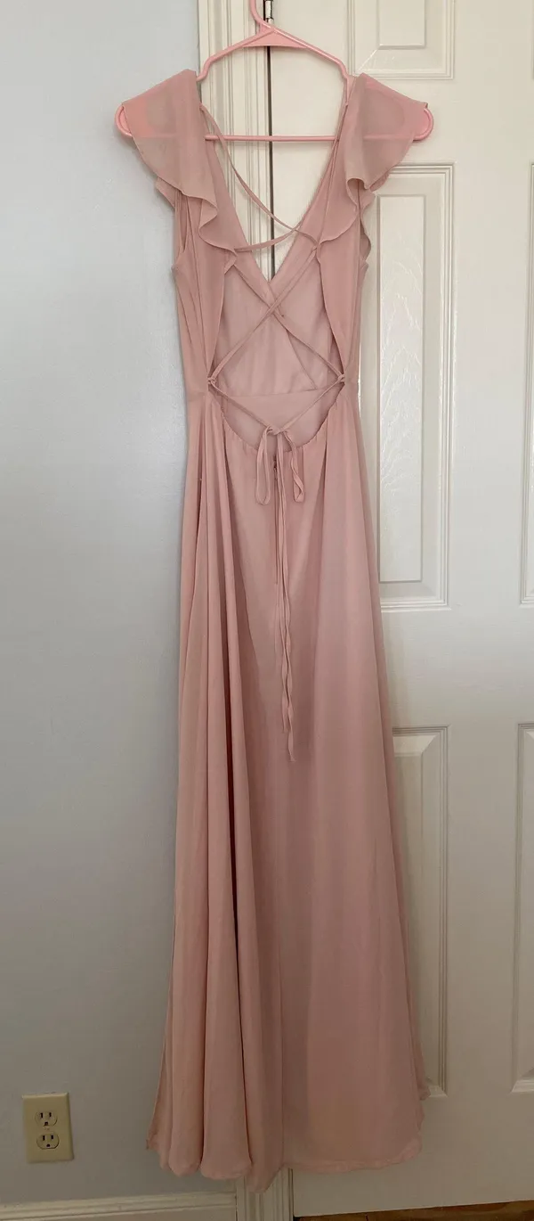 Lulus feel the rush blush ruffled lace up backless maxi dress - Image 3