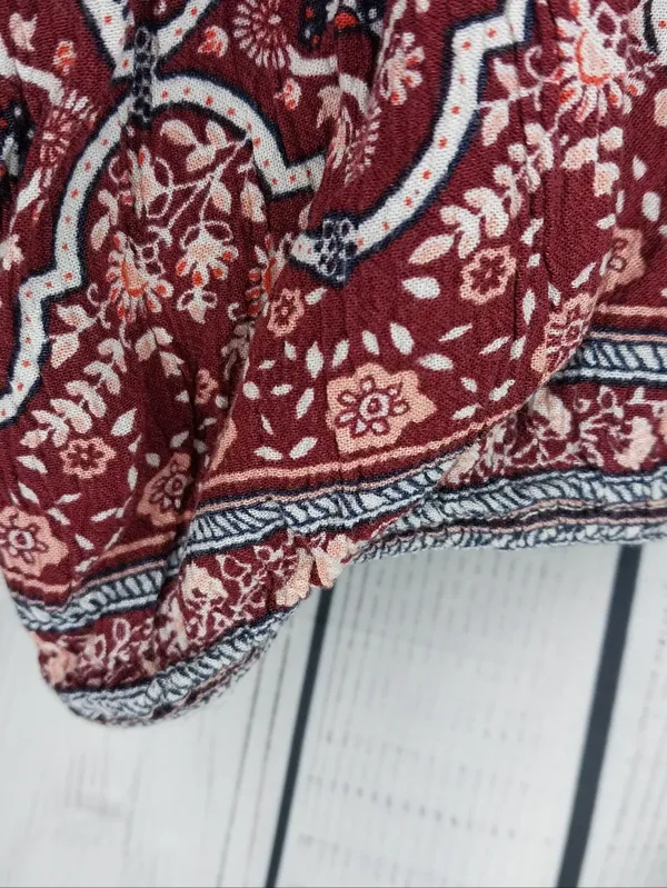 American Eagle Boho Floral Festival Hippie Peasant Concert Smocked Waist Romper - Image 5