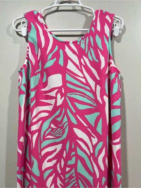 Lilly Pulitzer Sabrina Pink & White Sleeveless Shift Dress Size Medium - Image 2