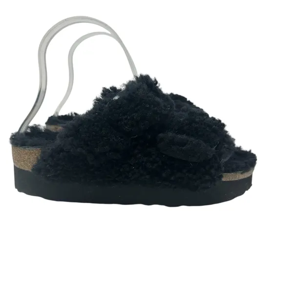 Birkenstock Papillio Arizona Big Buckle Shearling Sandals Teddy Black Size 36‎ - Image 6