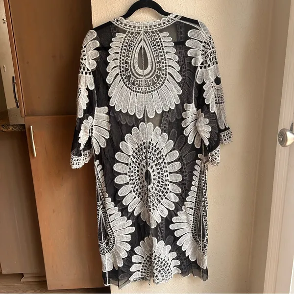 Siren Lily Boho Embroidered Sheer Mesh Kimono Floral Festival - Image 4