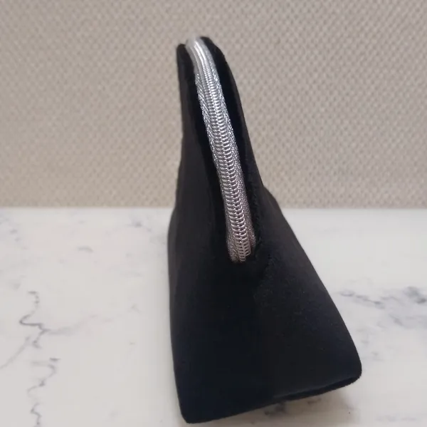 Dior Black Velvet Silver Zipper Trousse Pouch Clutch Bag - Image 5