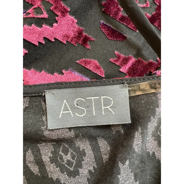 ASTR Velvet Burnout Fringe Cardigan Kimono Western Aztec Burgundy Black Gypsy - Image 5