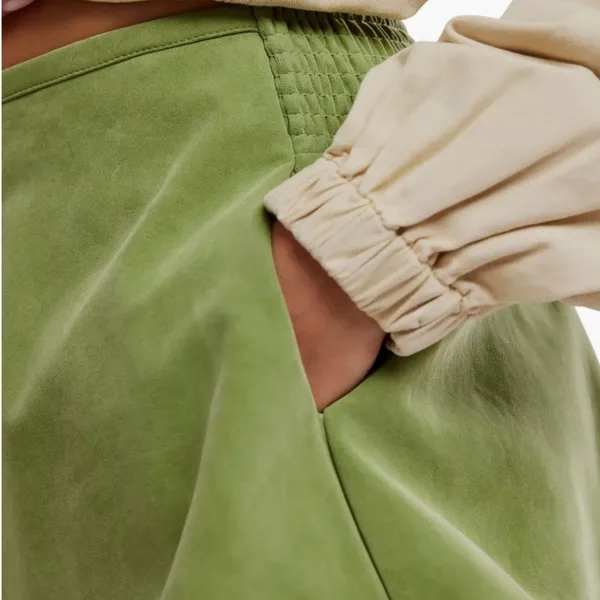 NWT Free People Paradise Found Mini Suede Skort in Going Green - Image 4