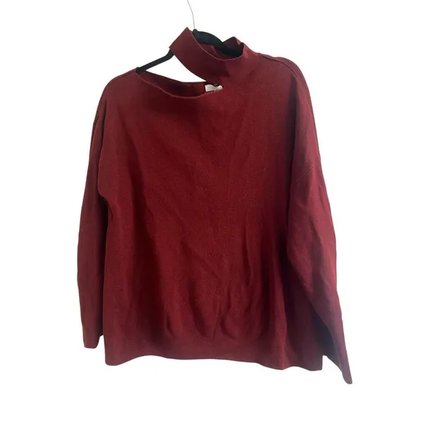 ✨Oak + Fort Cutout Maroon Sz Small Sweater✨ Red - Image 4