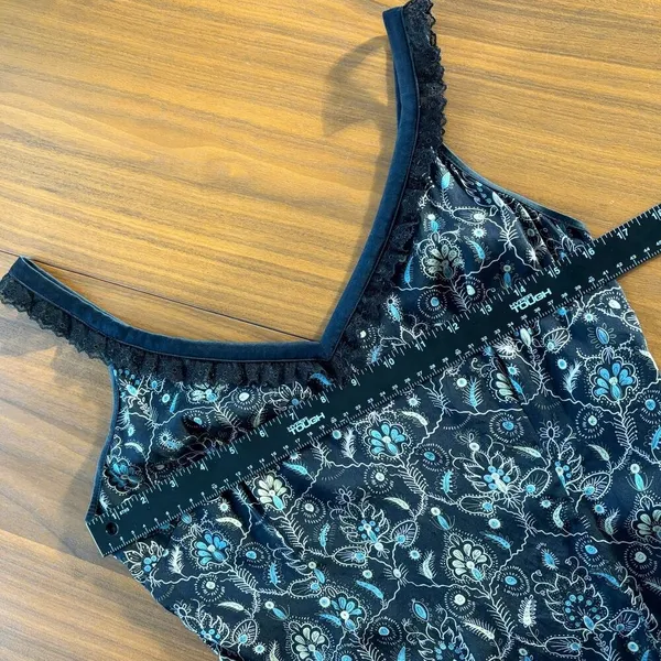 Y2K Vintage Etcetera Cami 4 Silk Paisley Lace Trim Top Whimsygoth Boho Fairy - Image 5