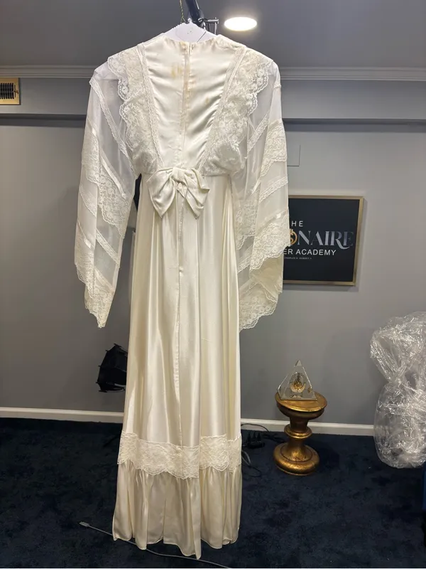 Ivory Satin Lace Maxi Dress - Image 2