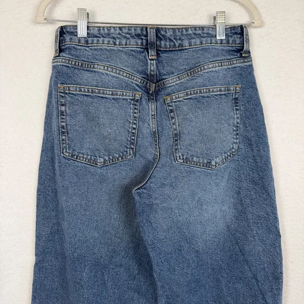 H&M Womens High Waist Wide Leg Cropped Jeans Medium Wash Blue‎ Petite Friendly 6 - Image 6