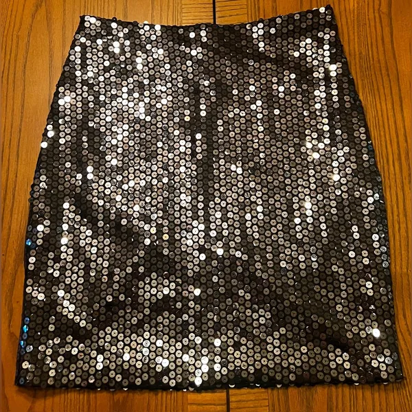 Cache Black Sequin Encrusted Lined Mini‎ Pencil Skirt Size Small Vintage 1970s - Image 3