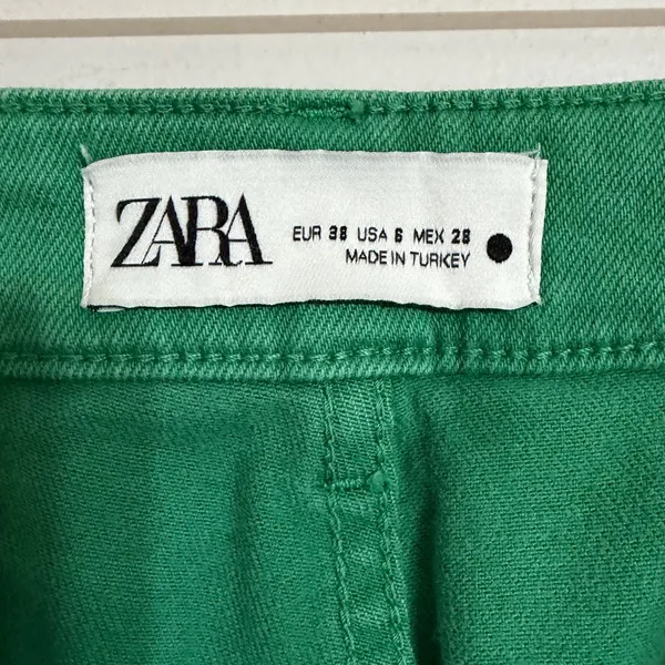 Zara Green High Rise Kick Flare Patch Pocket Pants Raw Hem Size‎ 6 - Image 4