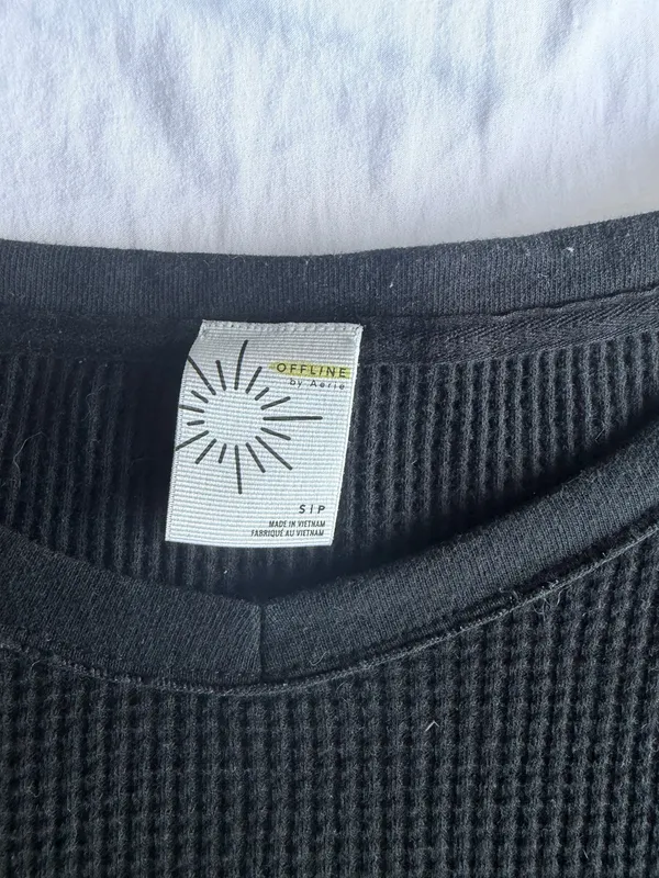 aerie offline black waffle knit long sleeve - Image 3