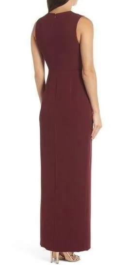 WAYF The Casey Plunge Neck Sleeveless Long Dress Burgundy Small! - Image 2