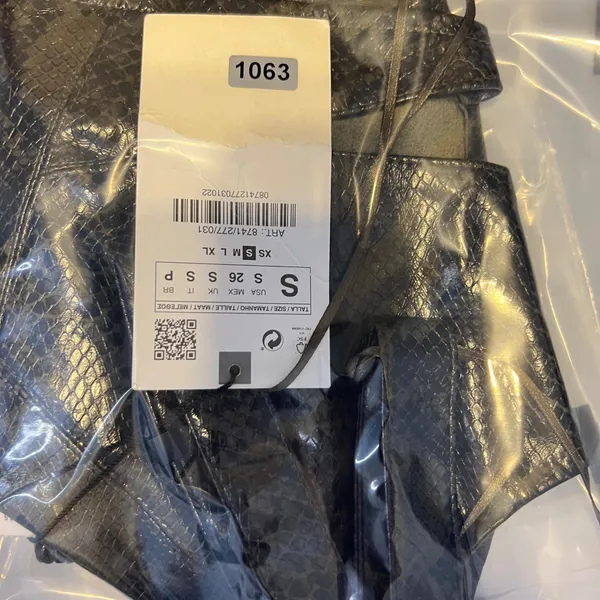 1063 |‎ NWT Zara Faux Leather Snakeskin Cutout Bustier Crop Top Green Womens S - Image 9