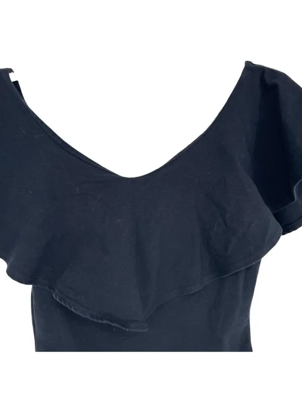 Free People Black Ruffle Off-Shoulder Fitted Top Size XS Coquette Romantic - Image 6