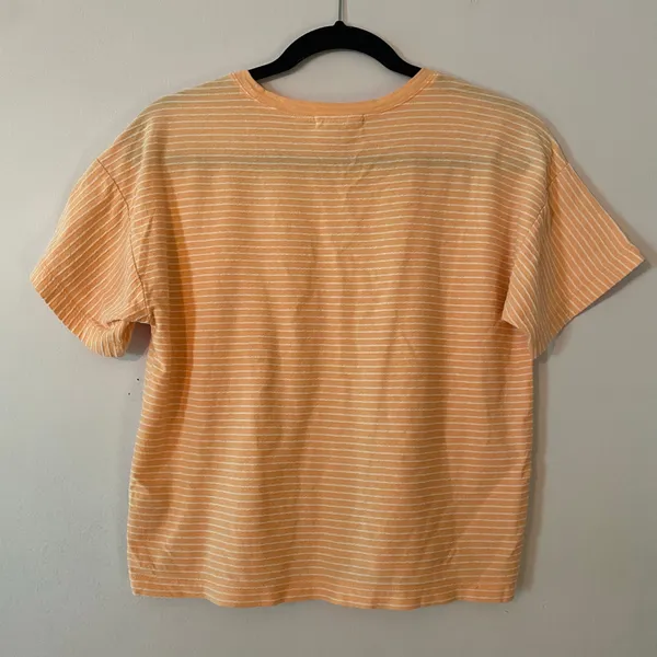 Marine Layer Peach Orange White Stripe Boxy Short Sleeve Tee T-shirt Minimalist - Image 6