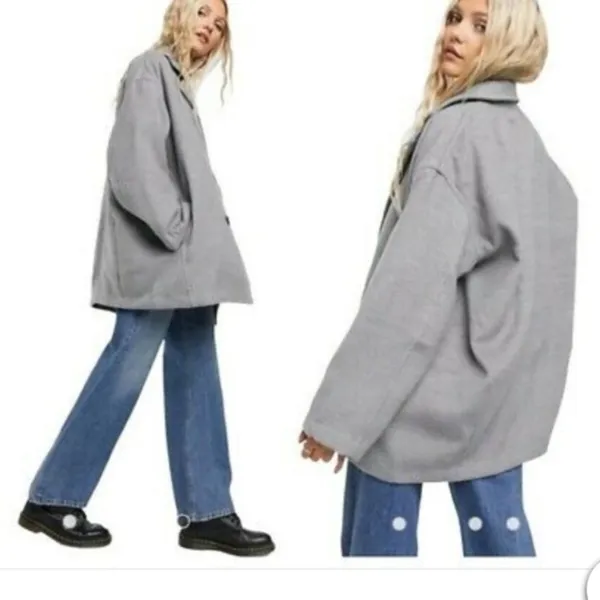NWT Free People Hannah Slouchy Double Breasted Blazer Gray - Image 6
