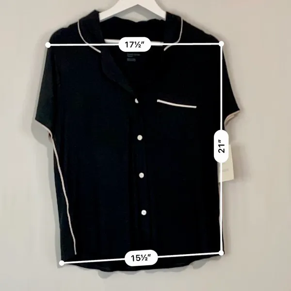 Stars Above Women’s Short Sleeve Pocket Front Button Sleepwear Shirt Black NWT - Image 5