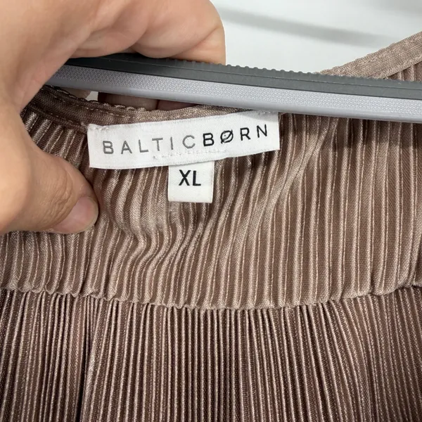 Baltic Born Pleated‎ Athena Maxi Dress XL Taupe Brown Flutter Sleeve Surplice - Image 3