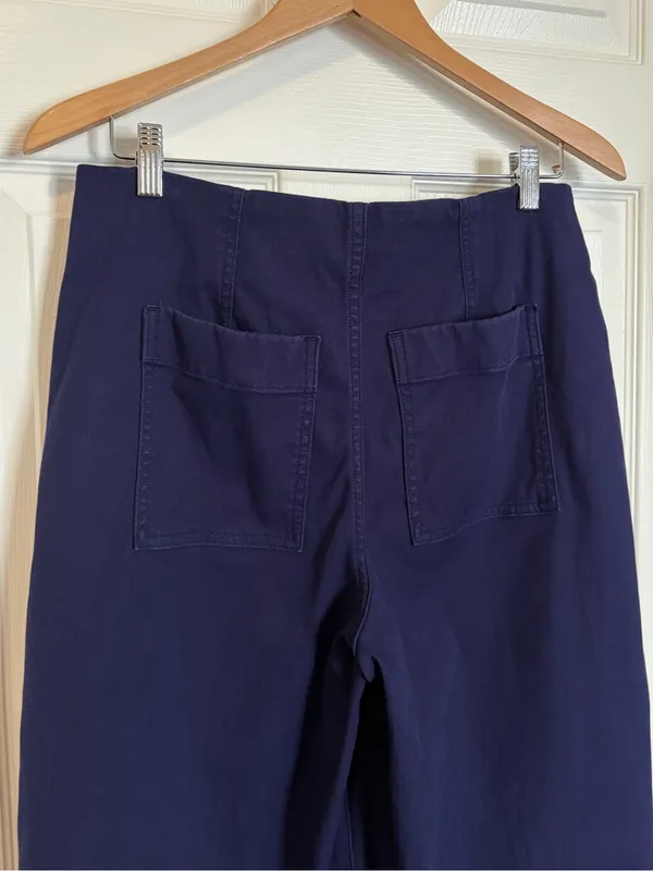 Spanx Stretch Twill Cropped Wide Leg Pant Lapis Blue Size Large L Trousers - Image 4