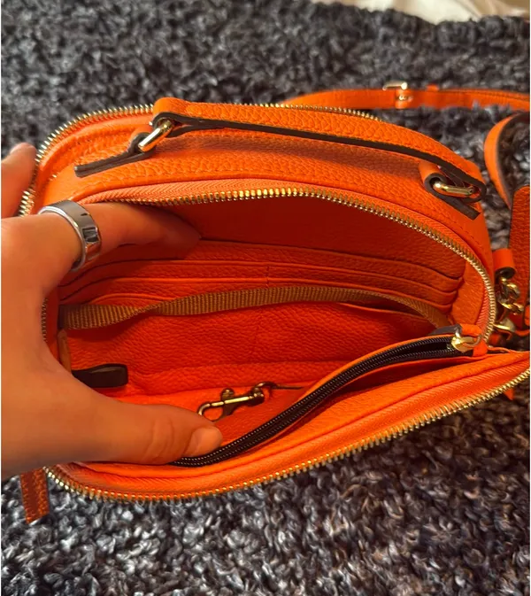 Dooney & Bourke Pebbled Leather Crossbody Bag Orange - Image 3