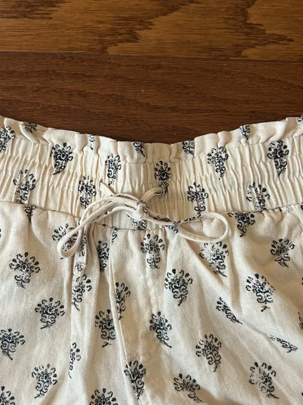 A New Day Linen Blend Paperbag Waist All Over Print Shorts Size XS Boho - Image 4