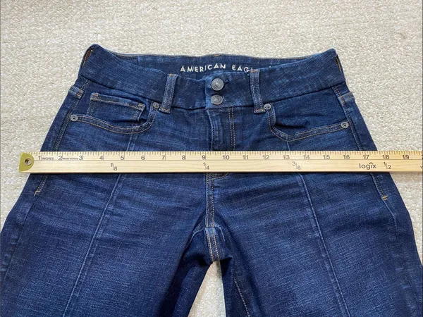 American Eagle Outfitters Dark Blue High-Rise Flare Jeans Size 4 - Image 9