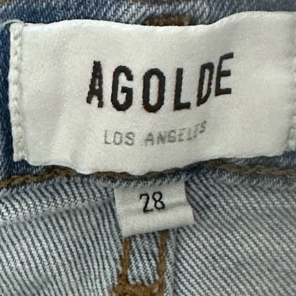 AGOLDE Riley High‎ Rise Straight Crop Jeans in Zephyr Size 28 Button Fly Raw Hem - Image 10