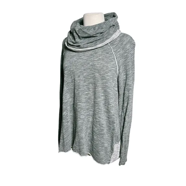 FREE PEOPLE BEACH Women’s Boho Cocoon Heather Gray Cowl Neck Knit Top - Image 6