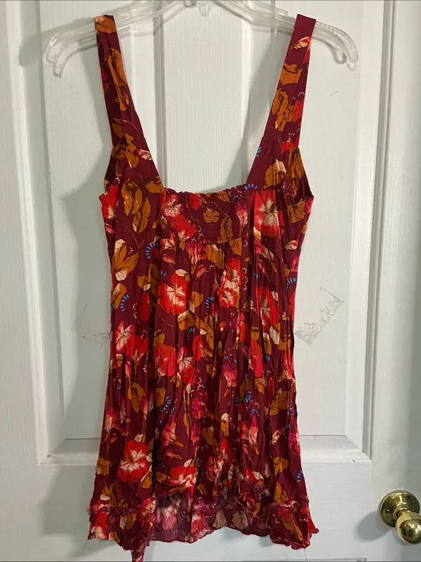 Free People Red Floral Tank Top - Image 4