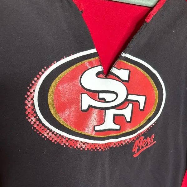 Reebok San Francisco 49ers Long Sleeve Top Women’s Large Red Black NFL Tee - Image 3