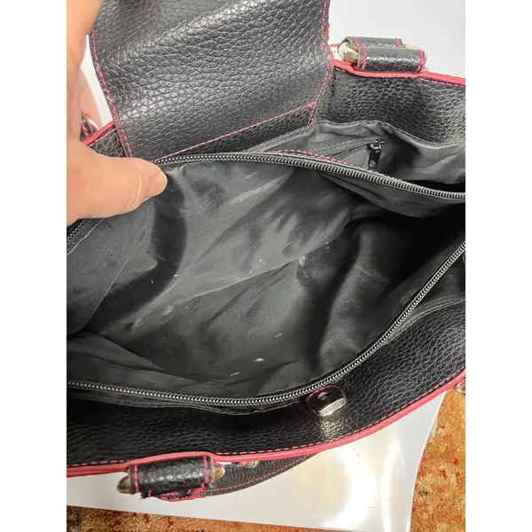 Y2K‎ Tommy Hilfiger black pebbled leather hand bag medium size retro vintage - Image 9