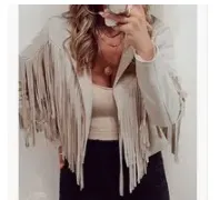 Tan Fringe Suede Jacket Size L - Image 3
