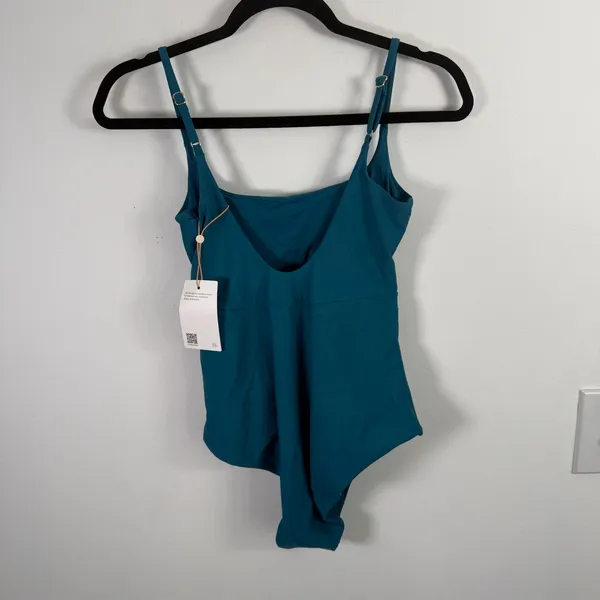 Quince Italian Cut Out One Piece Swimsuit Lagoon Teal Blue NEW Womens Medium - Image 4