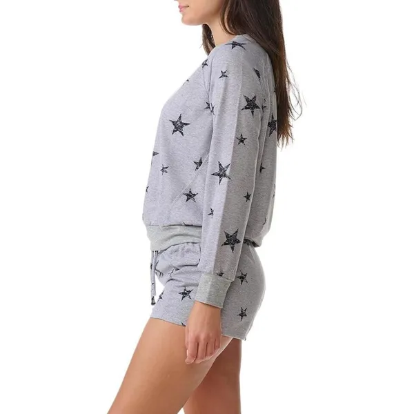 NEW Splendid Womens Knit Pajama Lounge Shorts R87D733 Gray Stars XL - Image 6