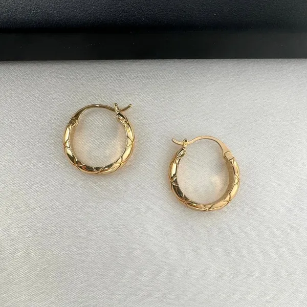 Polished Metal Texture Gold Hoop Earrings for Women - Image 4