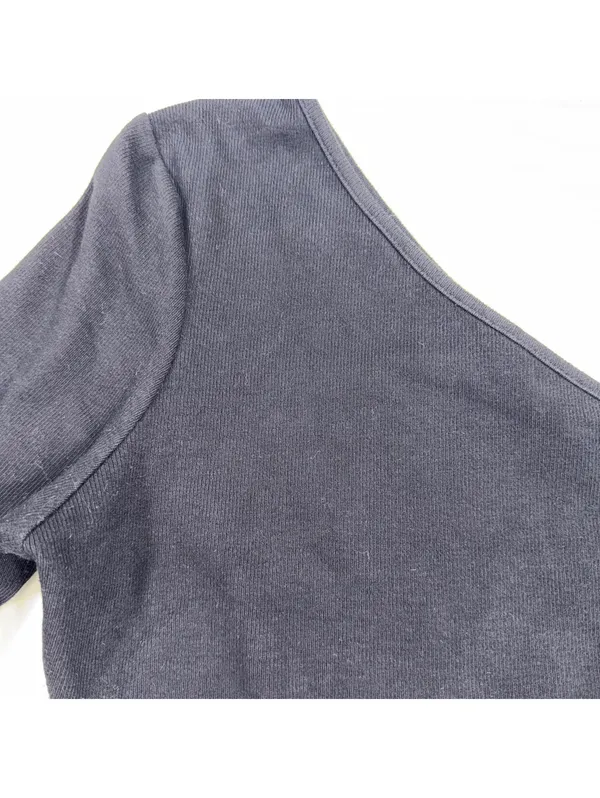 Anthropologie One Shoulder Long Sleeve Top Women’s XS Black Asymmetrical - Image 2