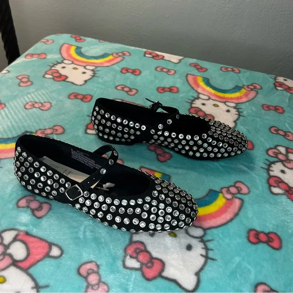Issa Rhinestone Mary Jane Ballet Flats - A New Day Black size 6‎ - Image 4